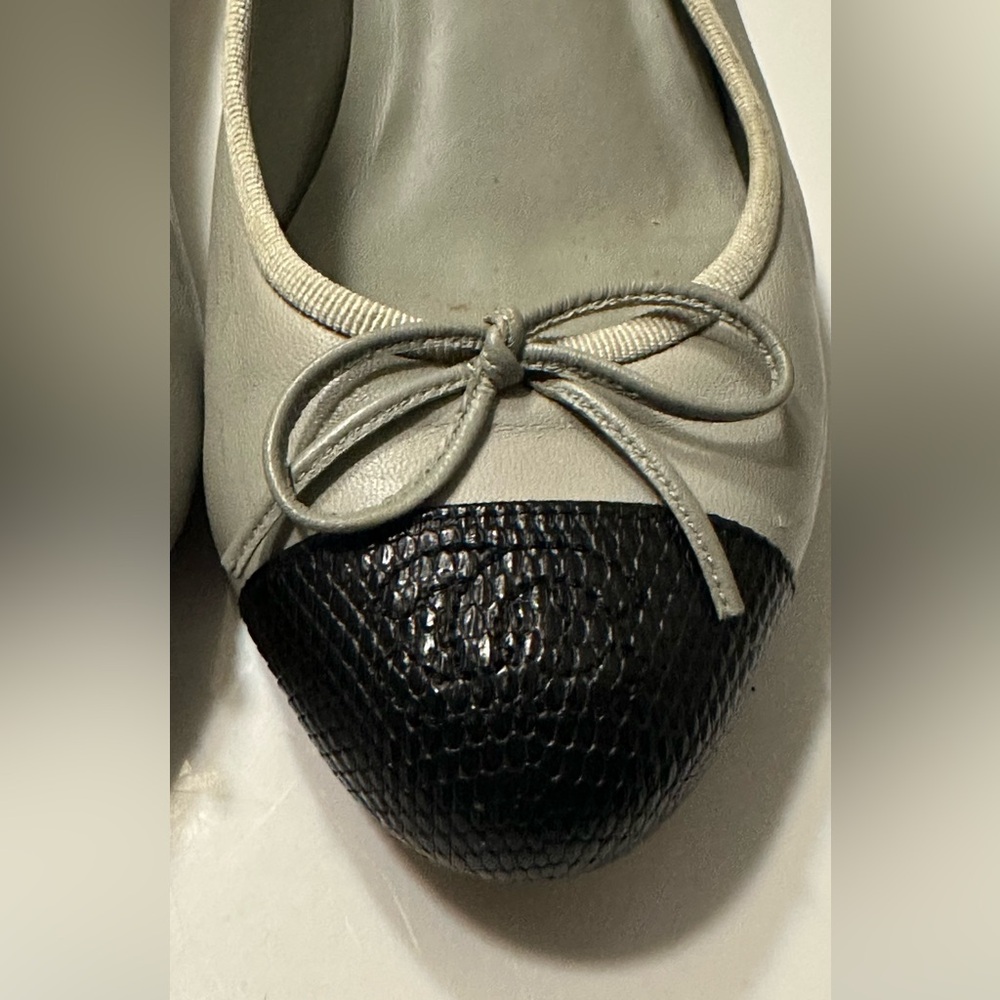 Cap-Toe Kitten Heel CC Pumps - Gray/Black, 38, Leather - Picture 3 of 12